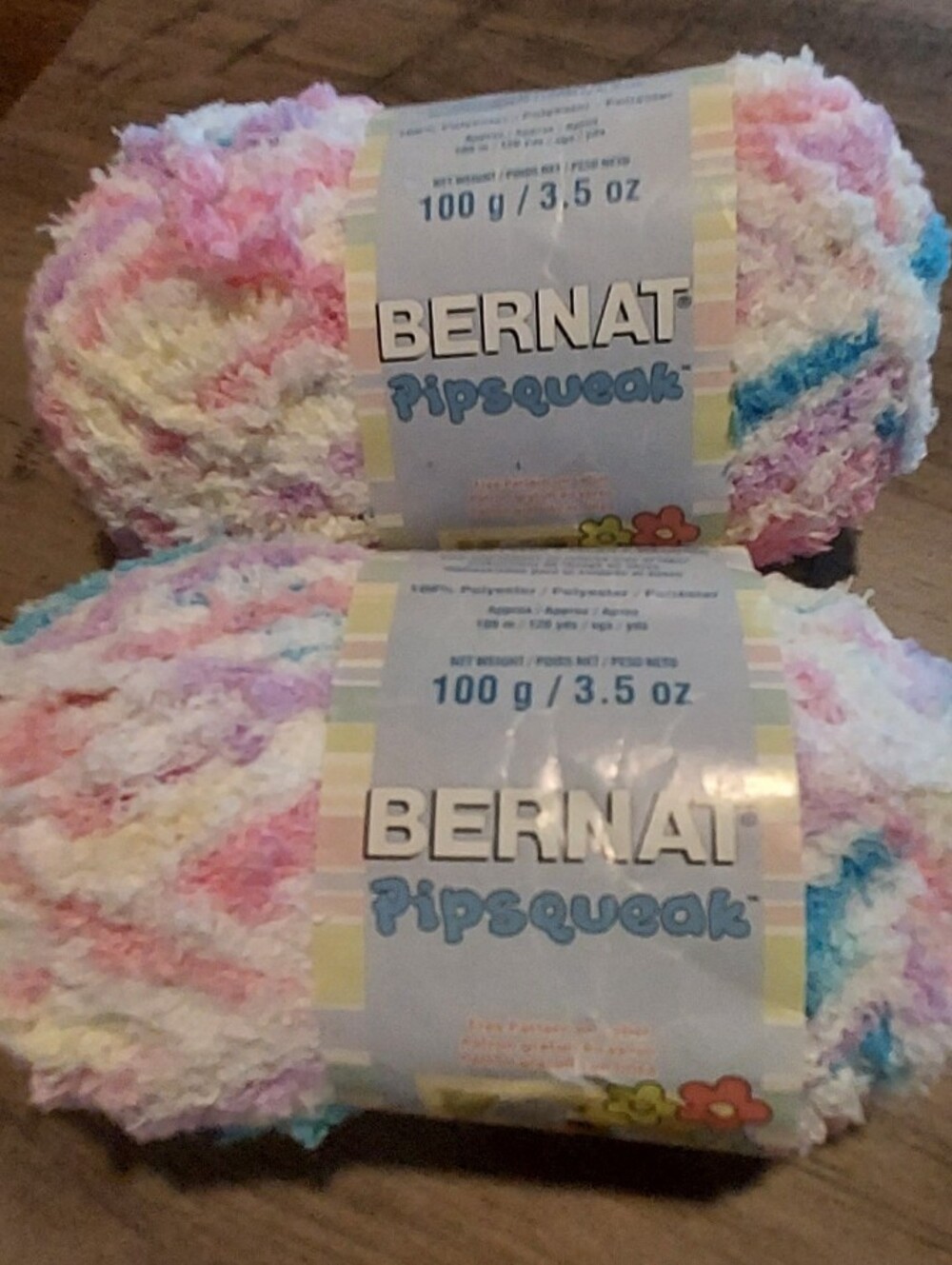 Bernat Pipsqueak 2 Skeins Sittin Pretty Yarn Bulky Blue Pink Lilac White New